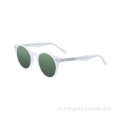 Готовые акции Retro Round Новейшие женские мужчины бренды роскошные солнцезащитные очки ацетата